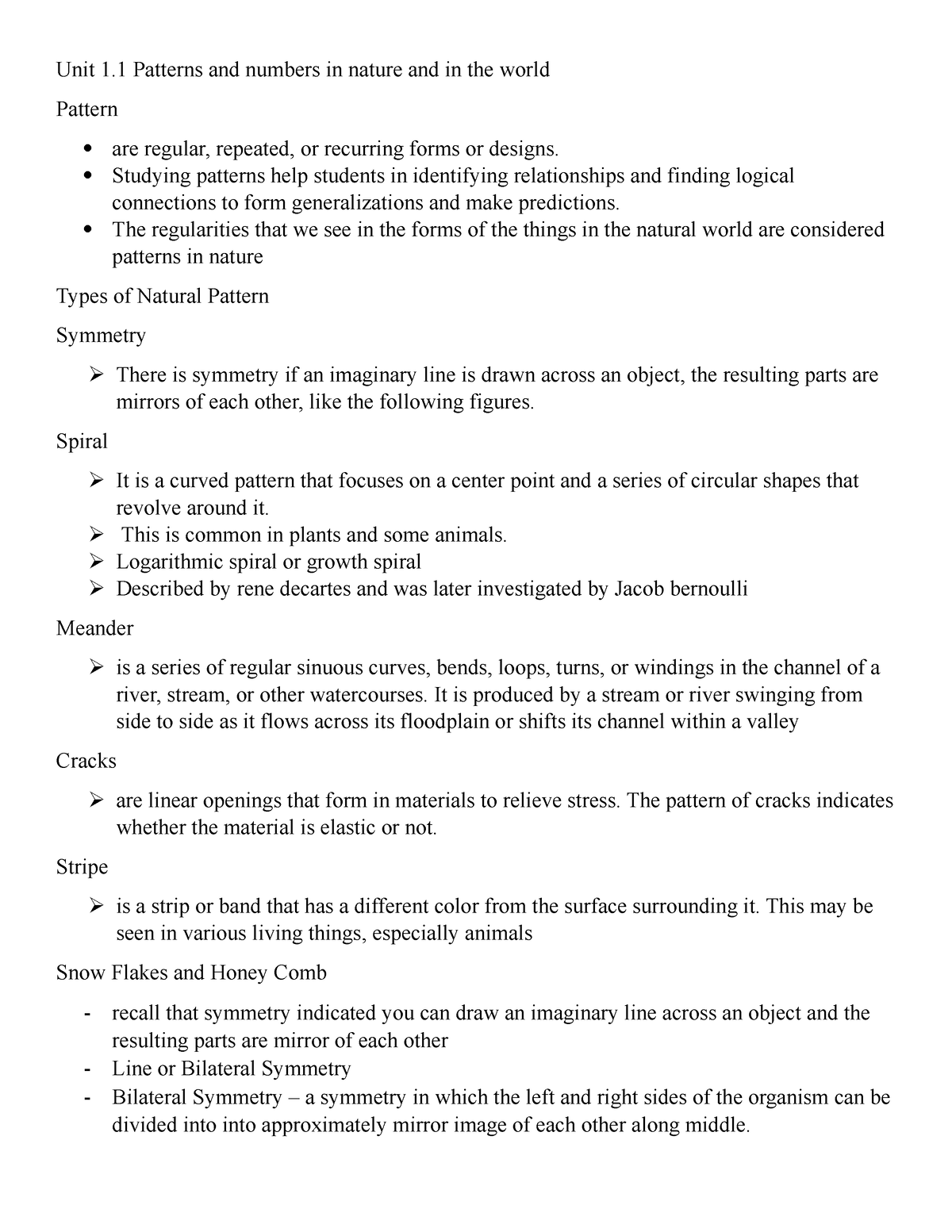 Reviewer MMW - .... - Unit 1 Patterns And Numbers In Nature And In The ...