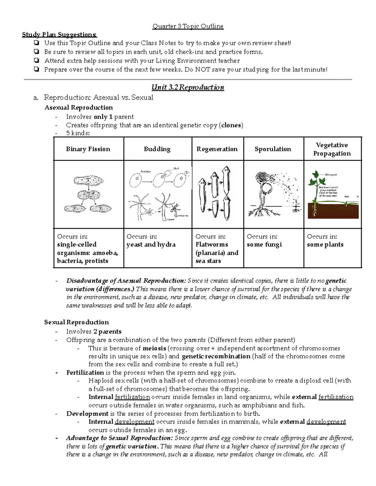 Reproduction, Genetics, and Photosynthesis notes - Quarter 3 Topic ...