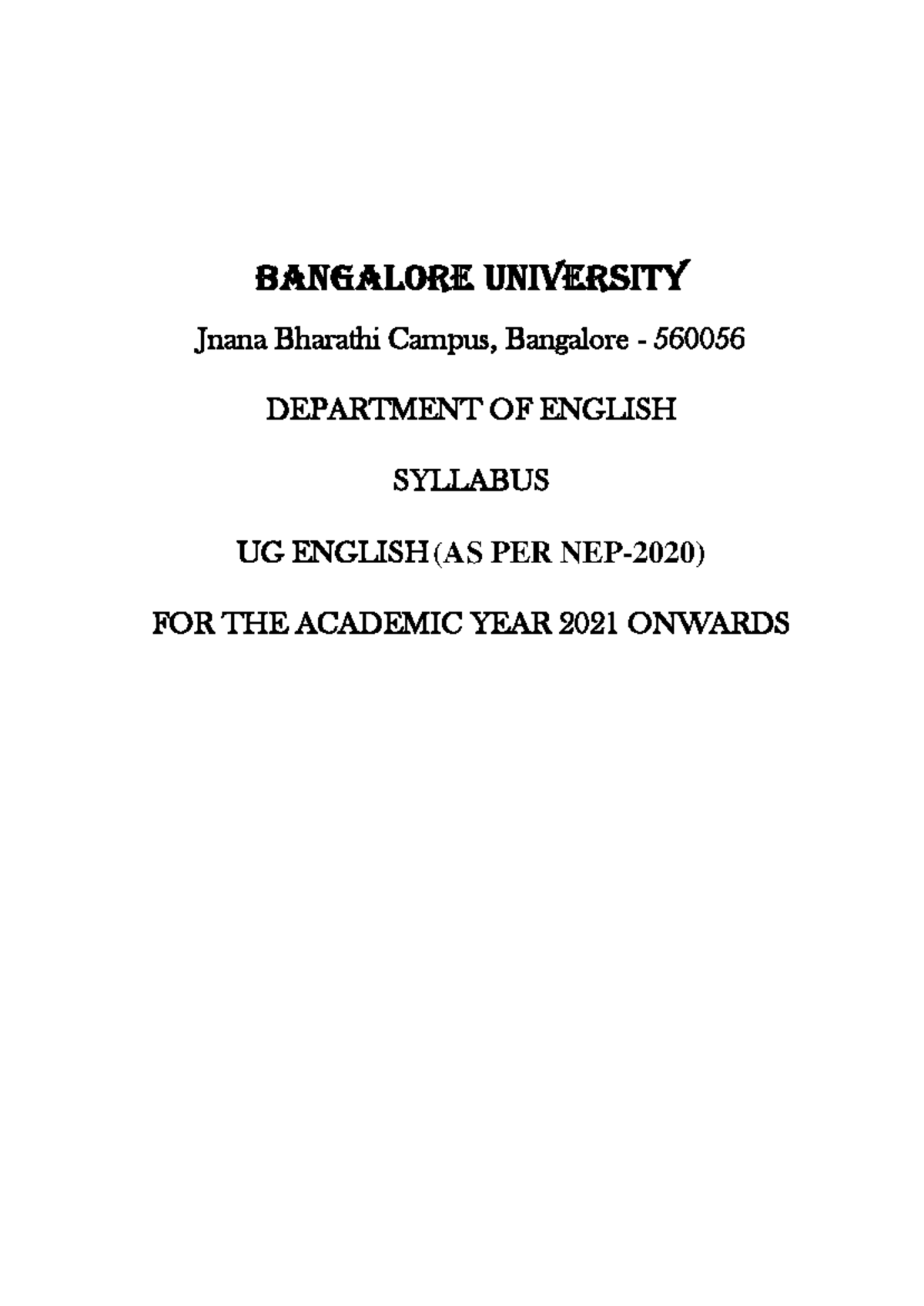 NEP-UG-Syllabus-English-19102021, NEP SYLLABUS 2021 - Bangalore ...