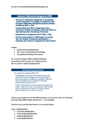 Lecture 3 International marketing management - Date 4th Feb 2020 Final ...