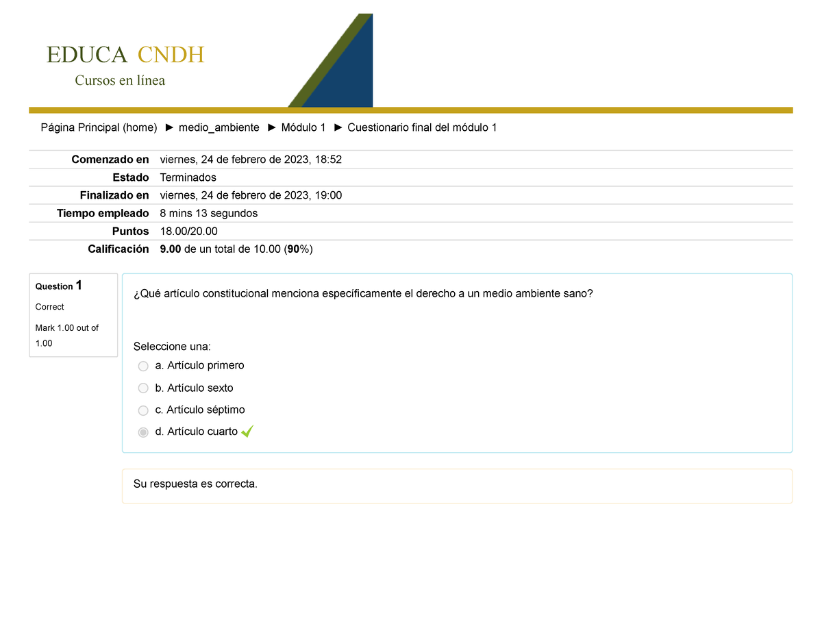 Cuestionario Final Del Módulo 1 Curso CNDH - EDUCA CNDH Cursos En Línea ...