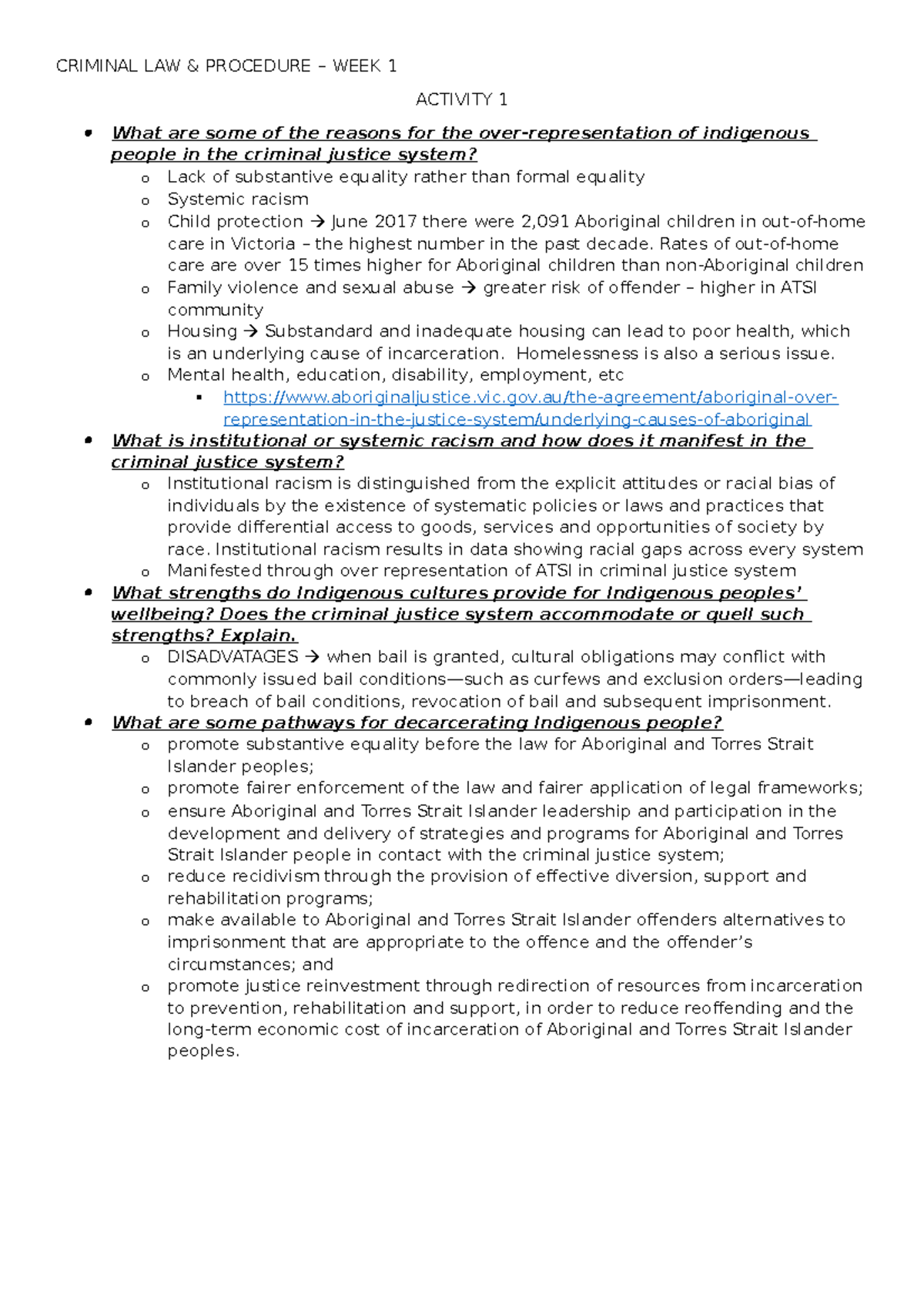 CRIM-WK1 - week 1 sum - CRIMINAL LAW & PROCEDURE – WEEK 1 ACTIVITY 1 ...