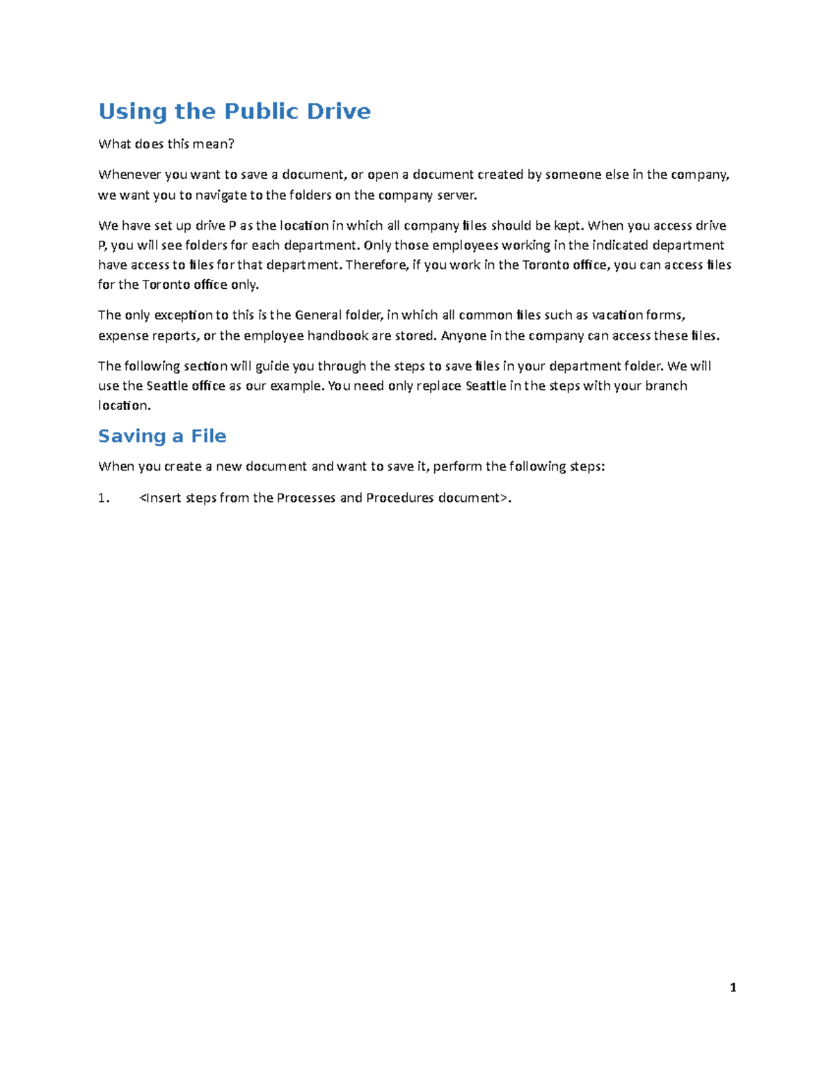 Using the Public Drive - Assignment file - Using the Public Drive What ...