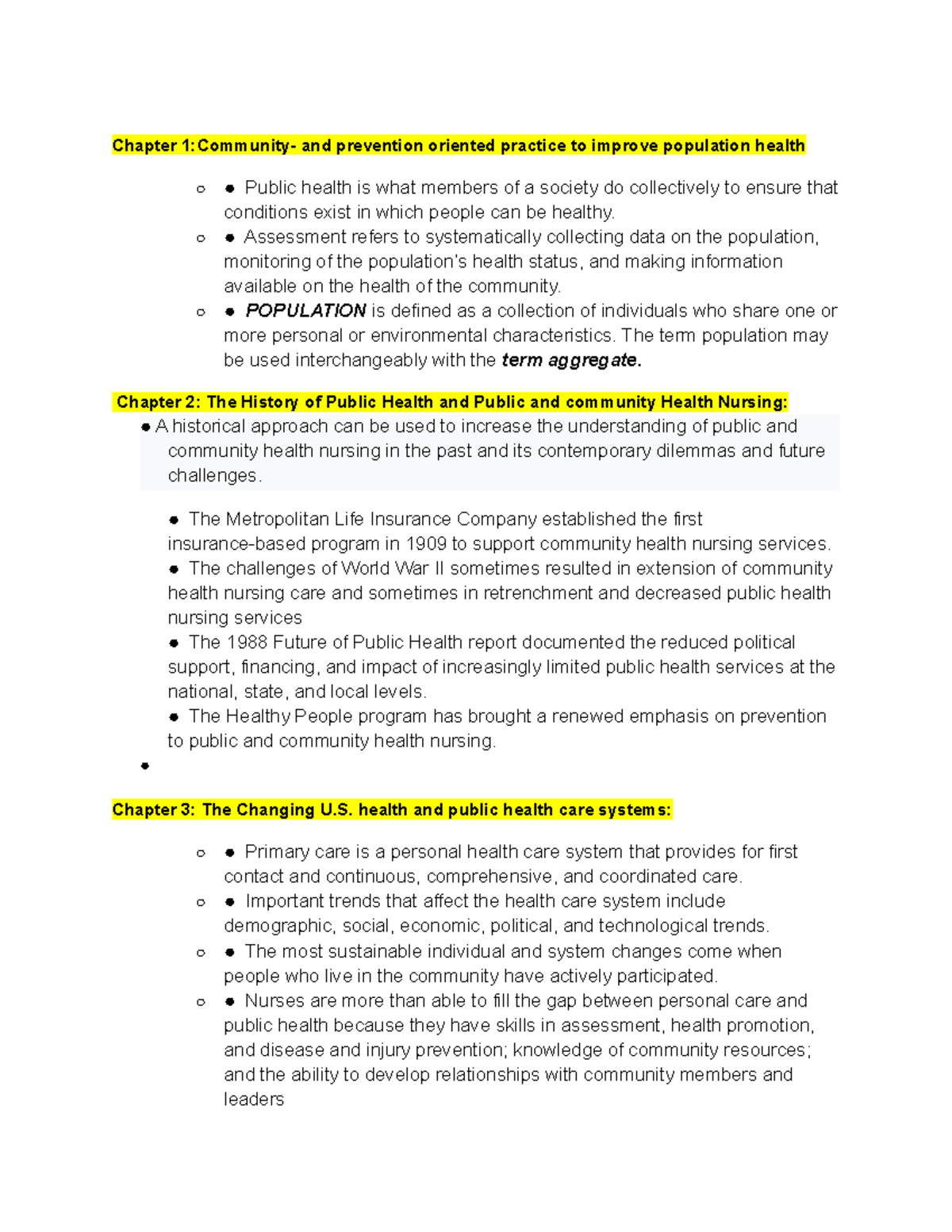 PH Final Exam Study Guide - Chapter 1:Community- and prevention ...