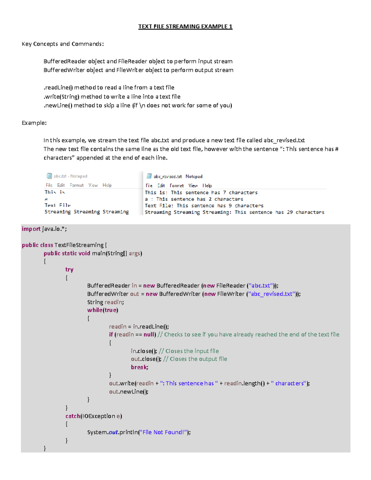 Text File Streaming Example 1 - TEXT FILE STREAMING EXAMPLE 1 Key ...