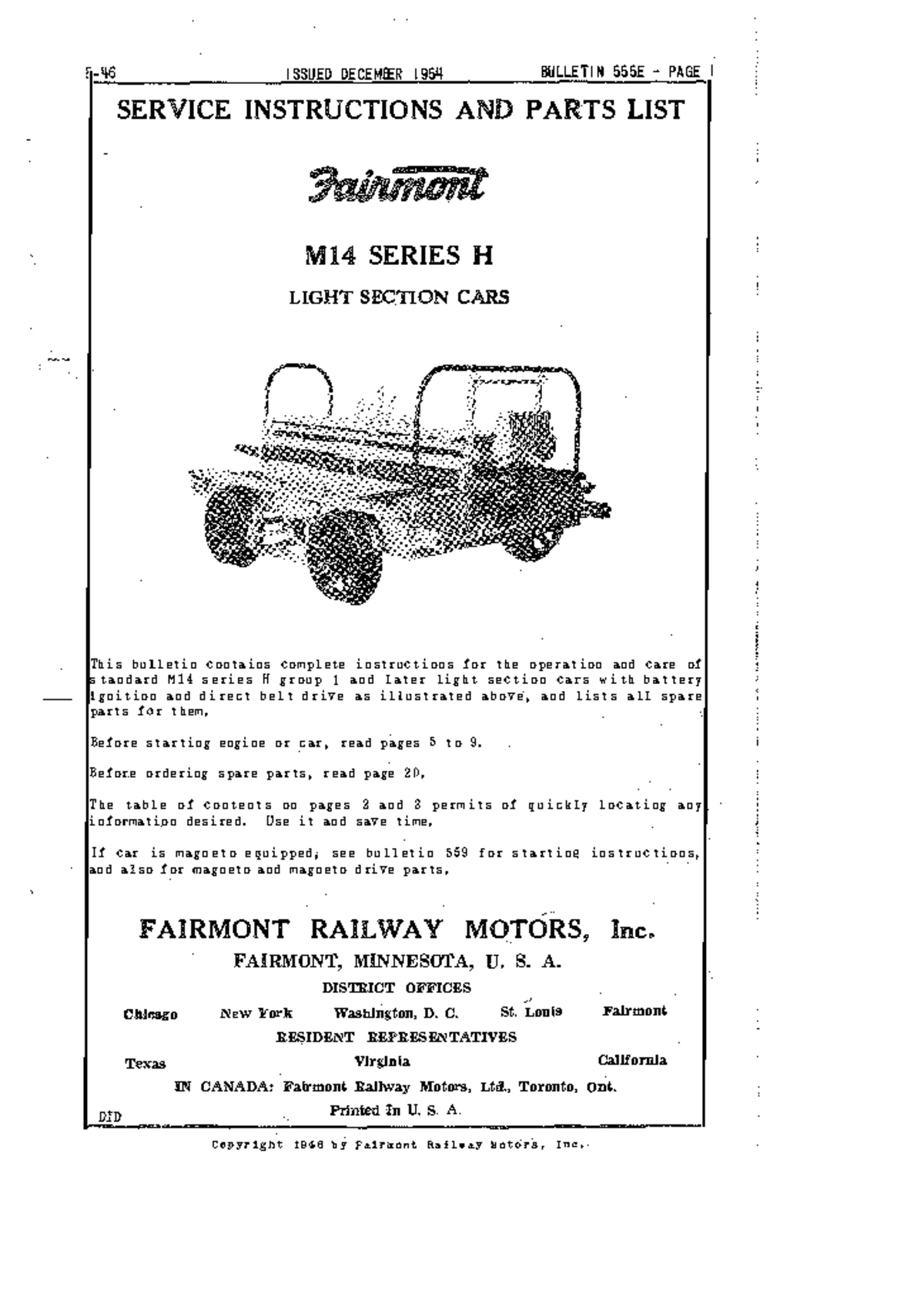 FRM MT14 manual - Fairmont Railcar Speeder Railway TrainFairmont ...