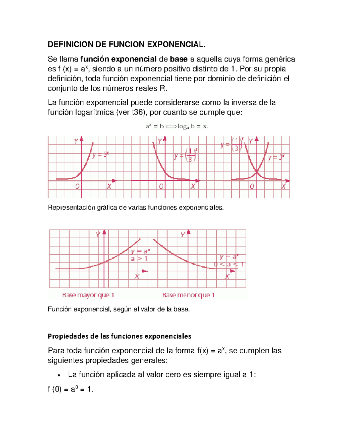 Definicion de Funcion Exp DEFINICION DE FUNCION EXPONENCIAL. Se llama