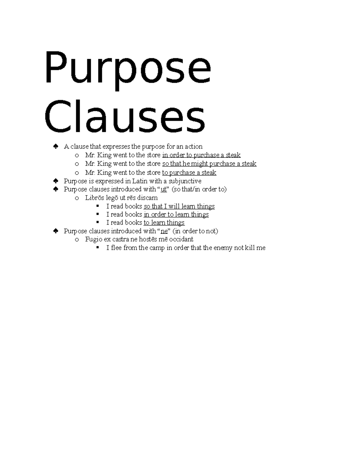 Purpose Clauses LAT 101 UNC Greensboro Studocu