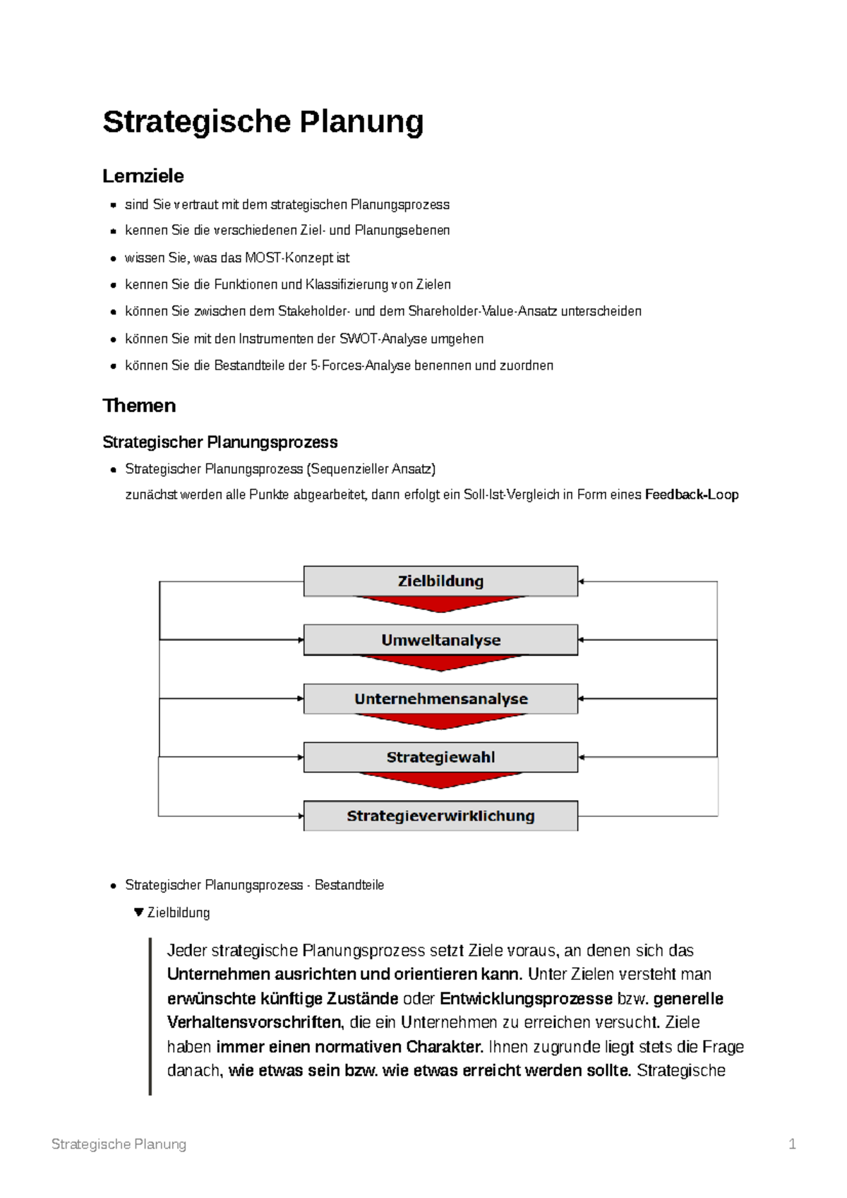 Betriebswirtschaftliche Grundlagen (3) - Strategische Planung Lernziele ...