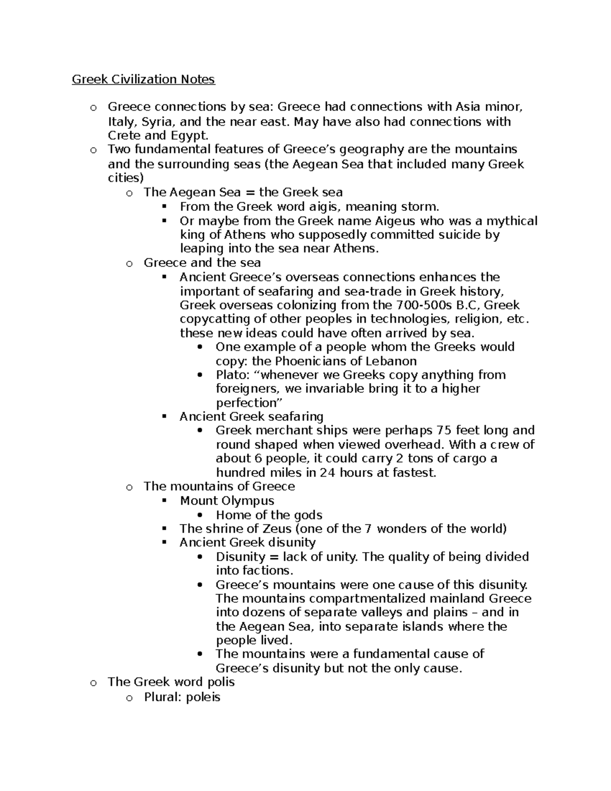 Greek Civilization Notes - May have also had connections with Crete and ...