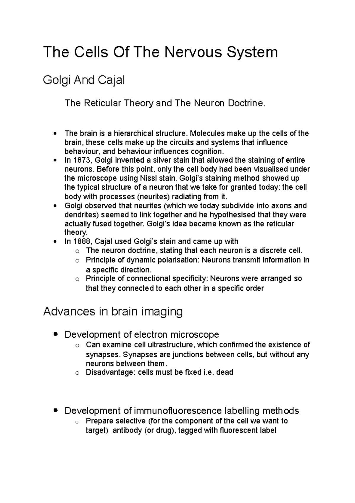 The Cells Of The Nervous System - The brain is a hierarchical structure ...