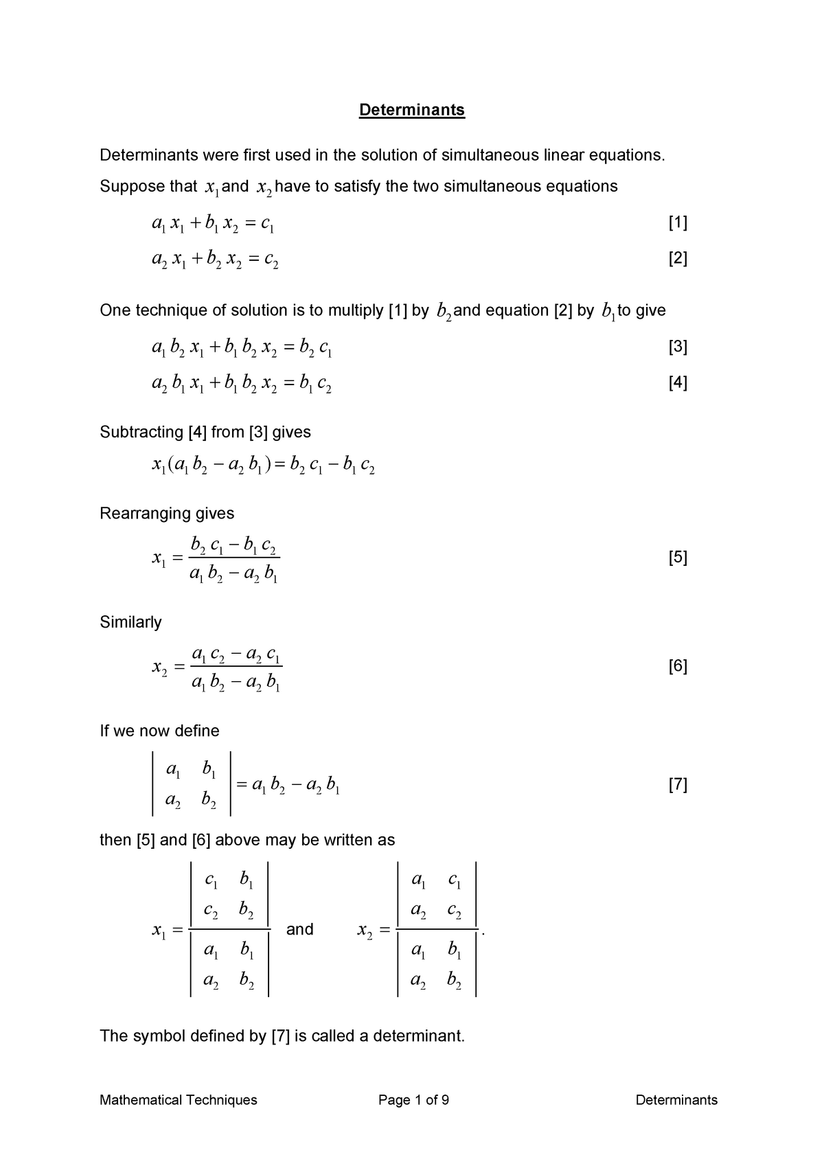 Lecture 4 - Determinants - With examples - 150216 - Determinants ...