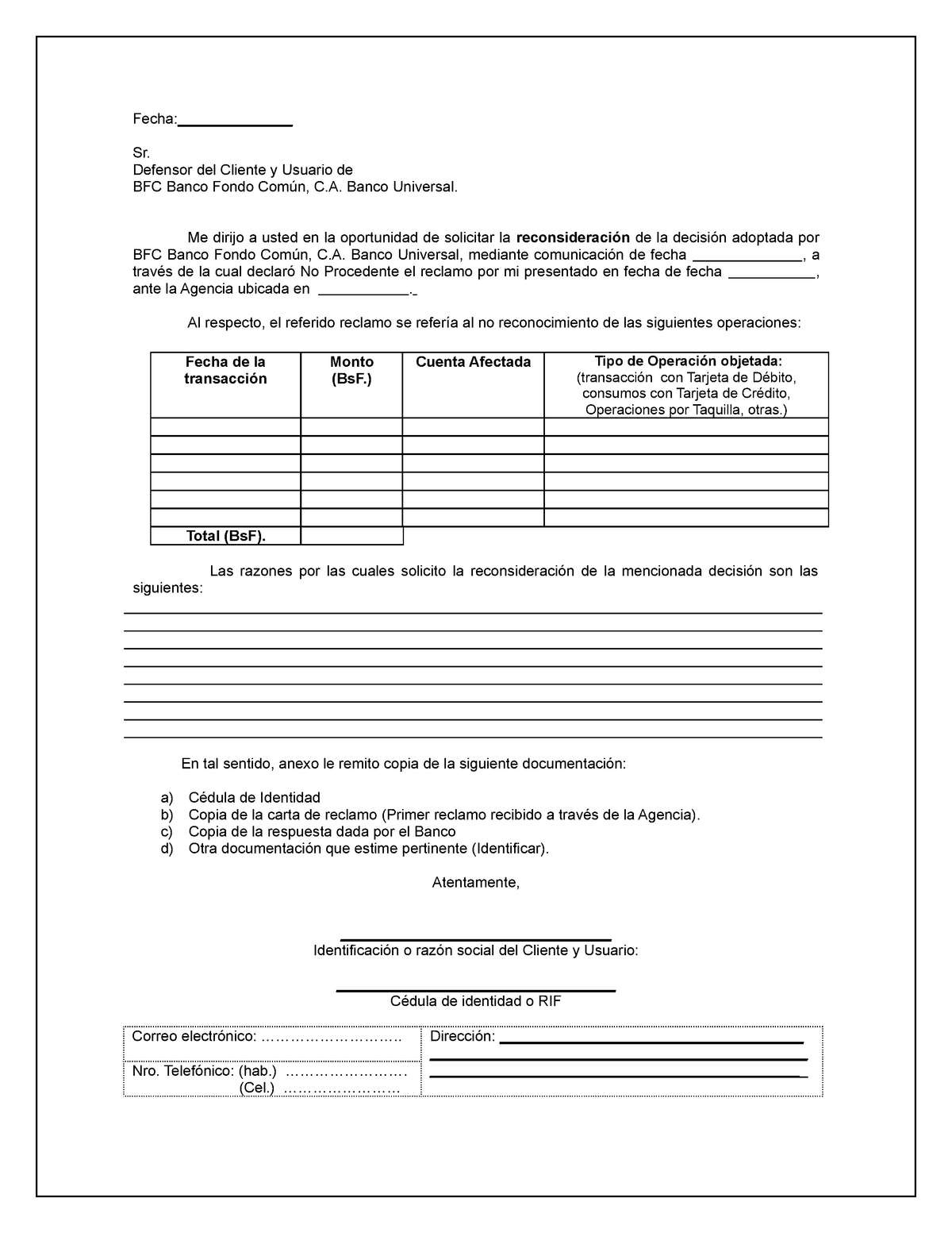 Modelo de Solicitud reconsideración de poliza de seguro - Derecho Penal -  UNA - Studocu
