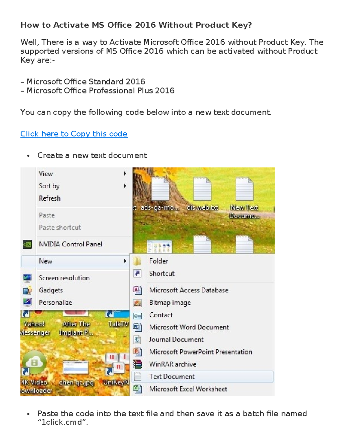 How to Activate MS Office 2016 Without Product Key The supported