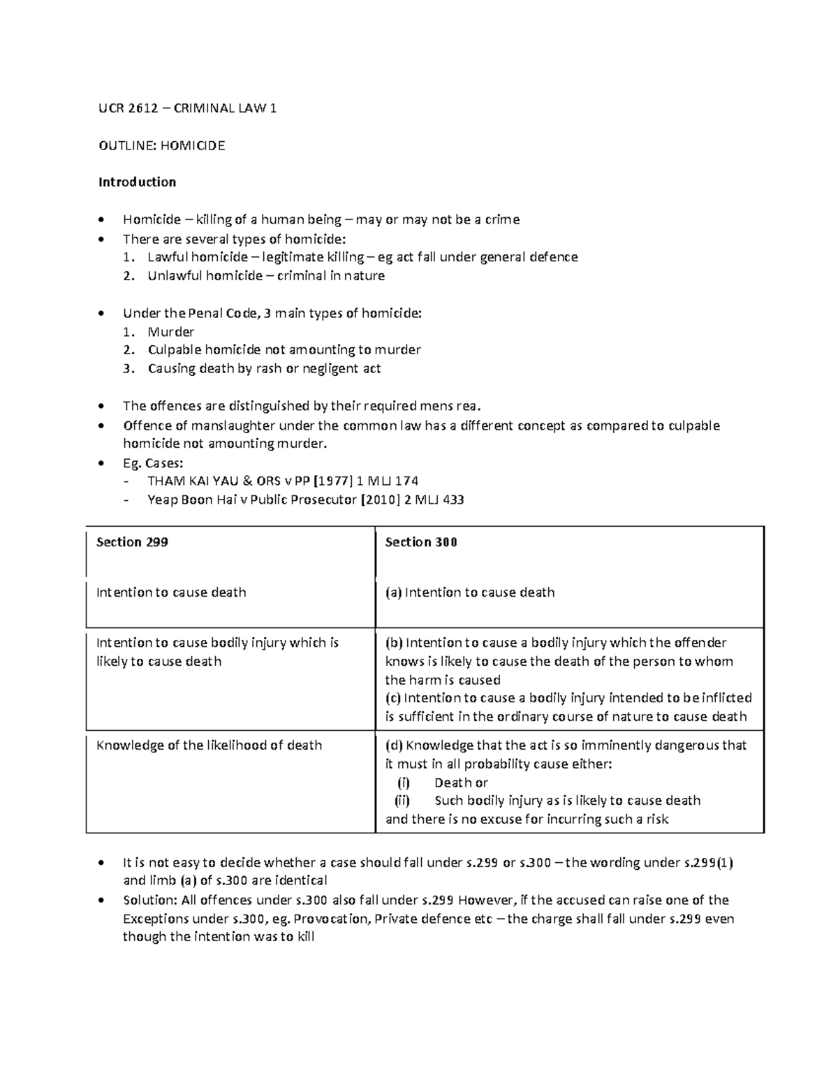 385138 s.302 & 304 - Notes - UCR 2612 – CRIMINAL LAW 1 OUTLINE ...