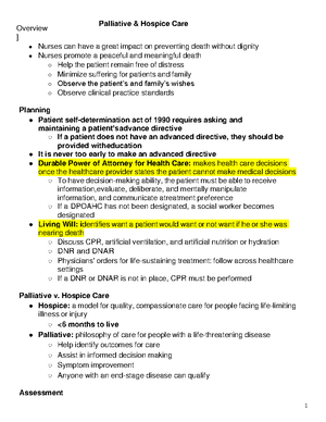 Study Guide Palliative Care - Palliative Care - STUDY GUIDE 1. LIST ...