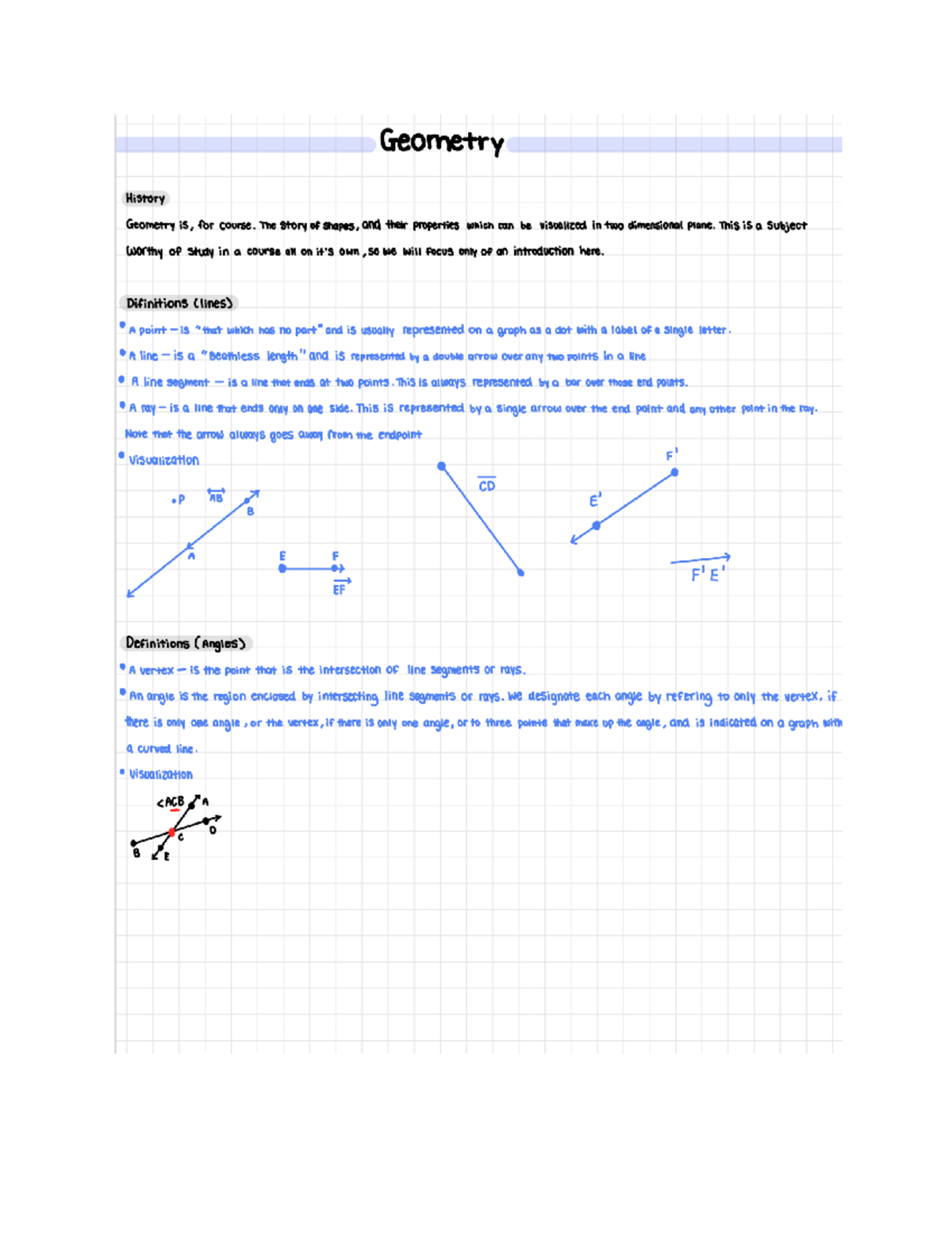 Geometry Pt. 2 These notes will cover the lines, types of angles