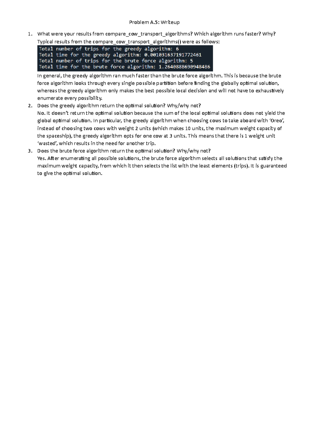 My PS1 Answers For OCW - Problem A: Writeup What were your results from ...