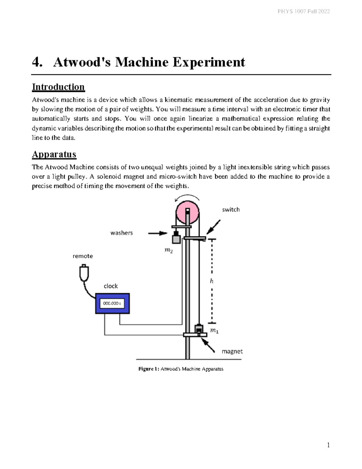 Atwoods Machine Manual - 4. Atwood's Machine Experiment Introduction ...