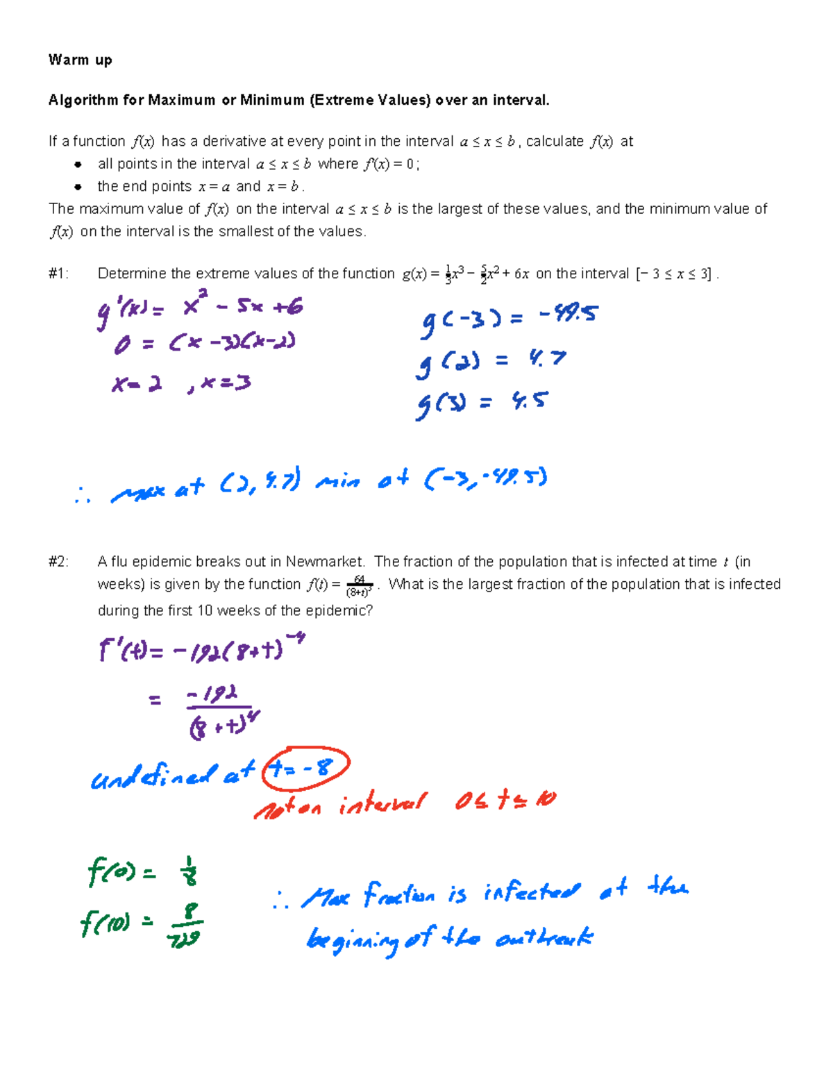 3A Concavity and Points of Inflection - Warm up Algorithm for Maximum ...