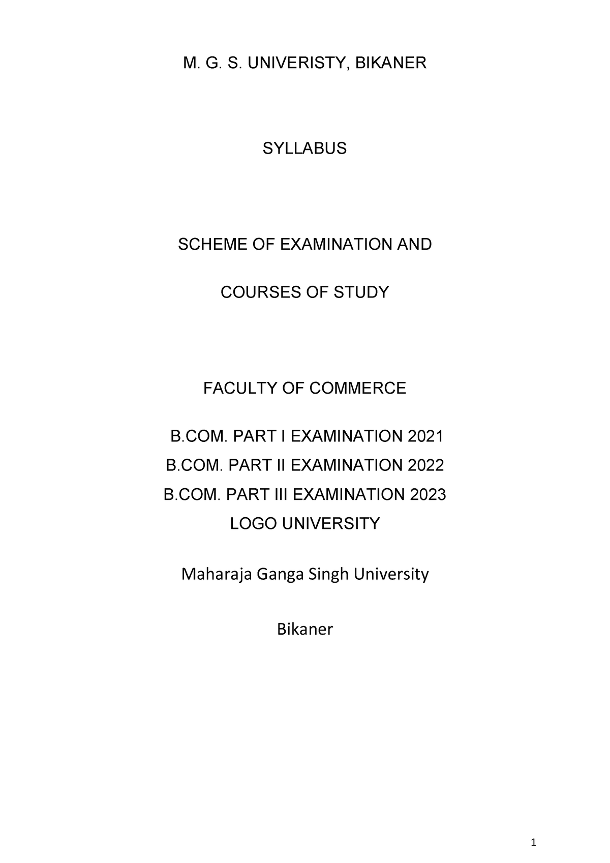 B-com - Solved Papers - M. G. S. UNIVERISTY, BIKANER SYLLABUS SCHEME OF ...