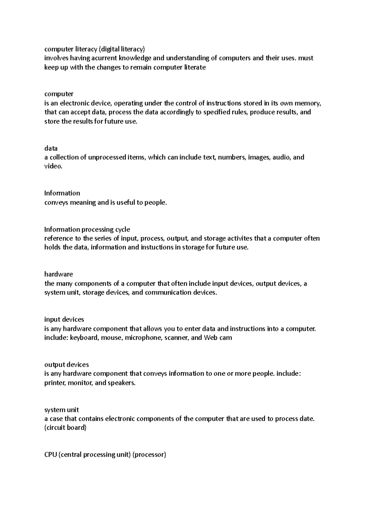 CHPT1 - practise material with answers - computer literacy (digital ...