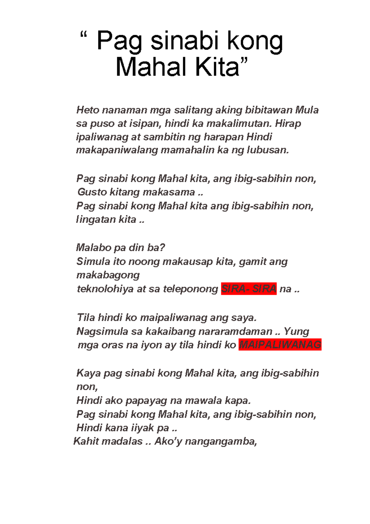 Copy of Spokenword - “ Pag sinabi kong Mahal Kita” Heto nanaman mga ...