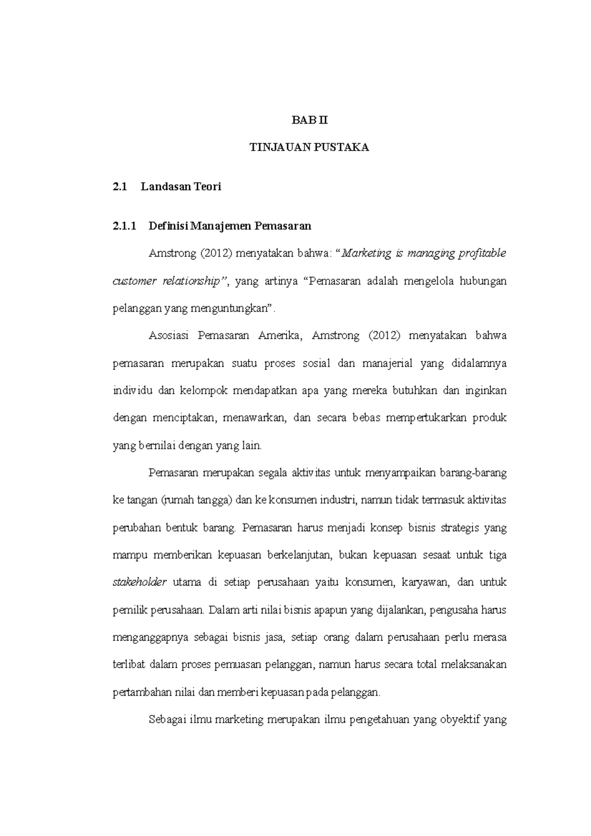 BAB II BELA - Teori Manajemen - BAB II TINJAUAN PUSTAKA 2 Landasan ...