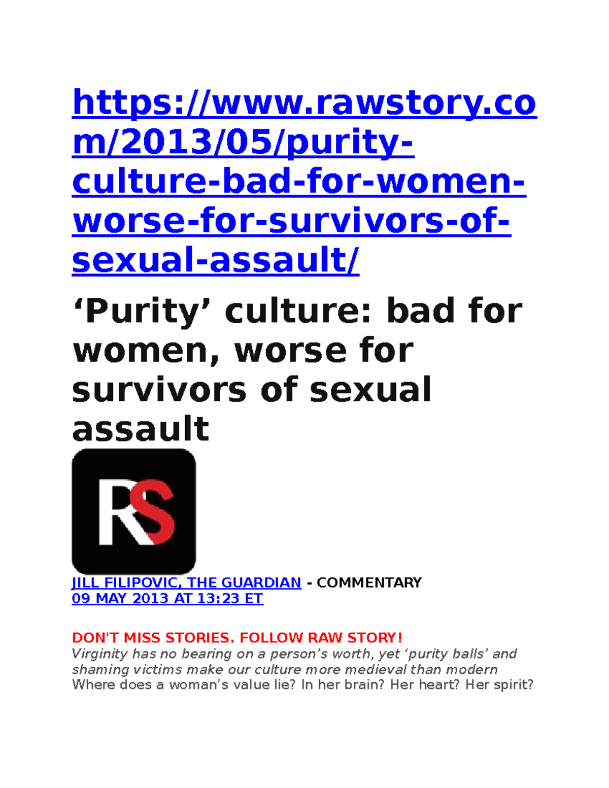 ‘Purity’ Culture - Grade: A- Rawstory M/2013/05/purity- Culture-bad-for ...