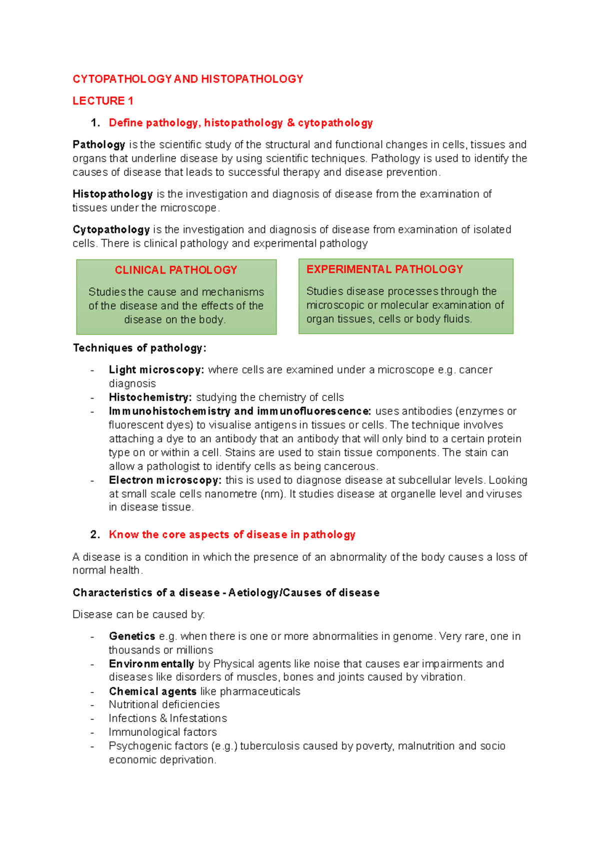 Cytopathology Biomed notes CYTOPATHOLOGY AND HISTOPATHOLOGY LECTURE