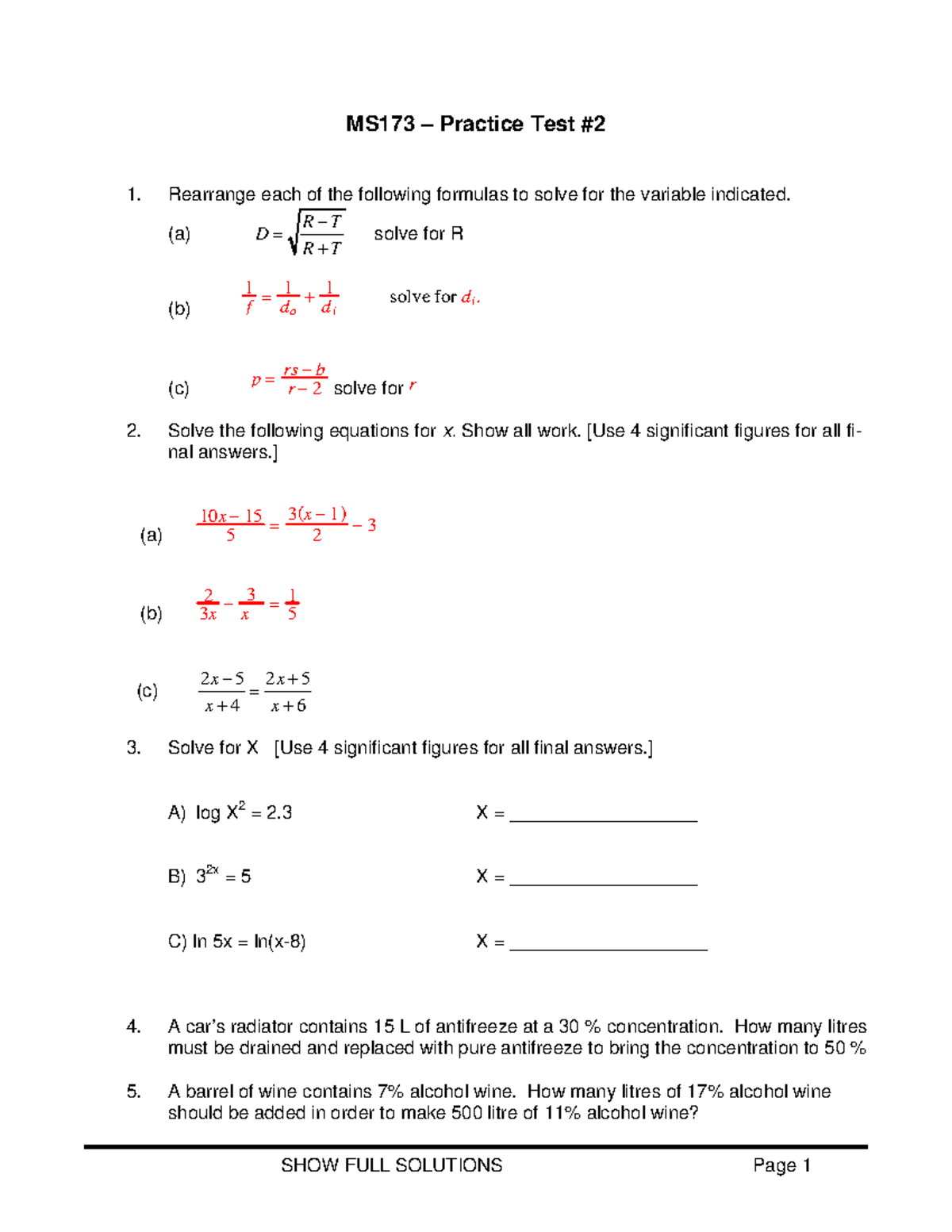 Test 2016, Questions And Answers - MS173 – Practice Test #2 1 ...