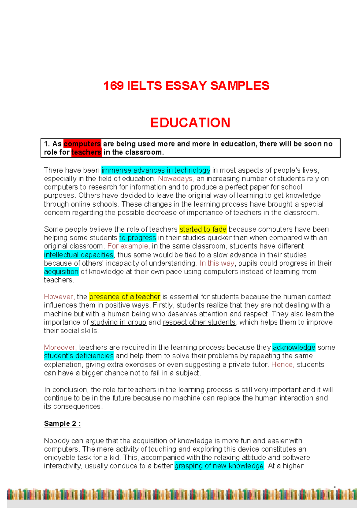 computers in education ielts essay