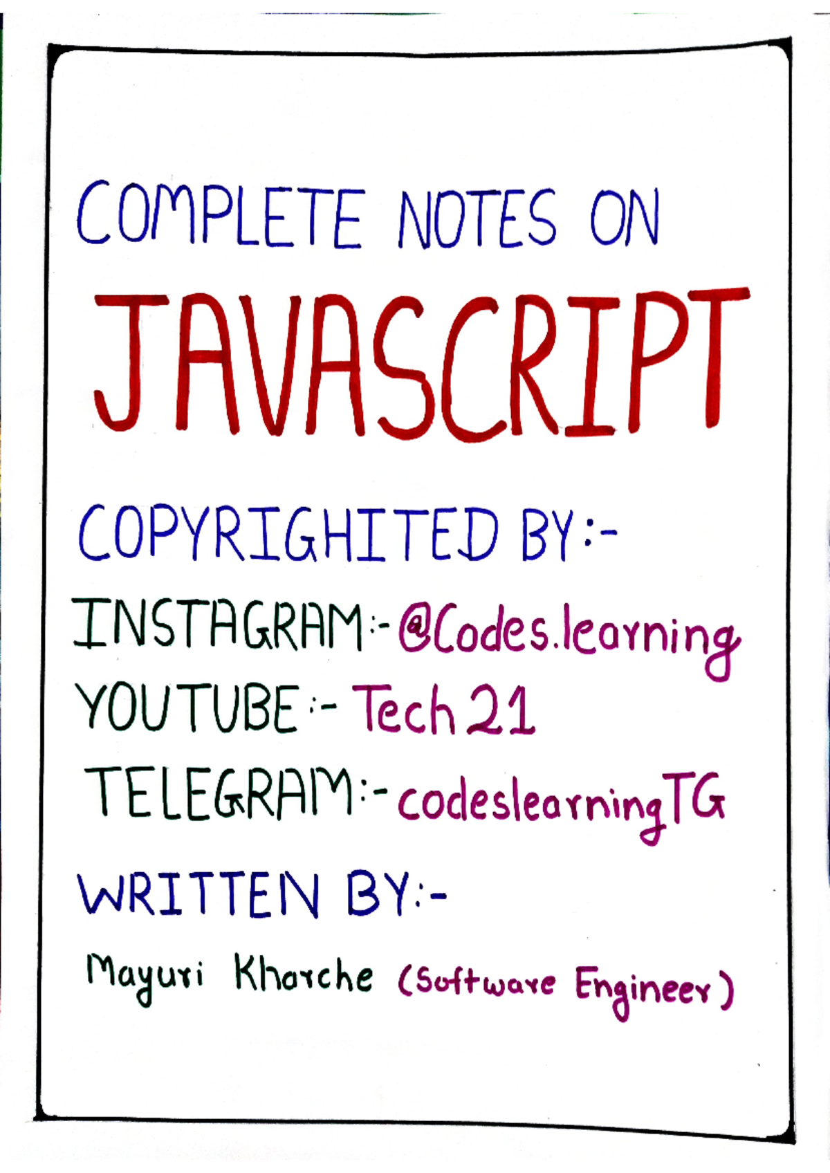 Javascript Notes - B.tech - Studocu