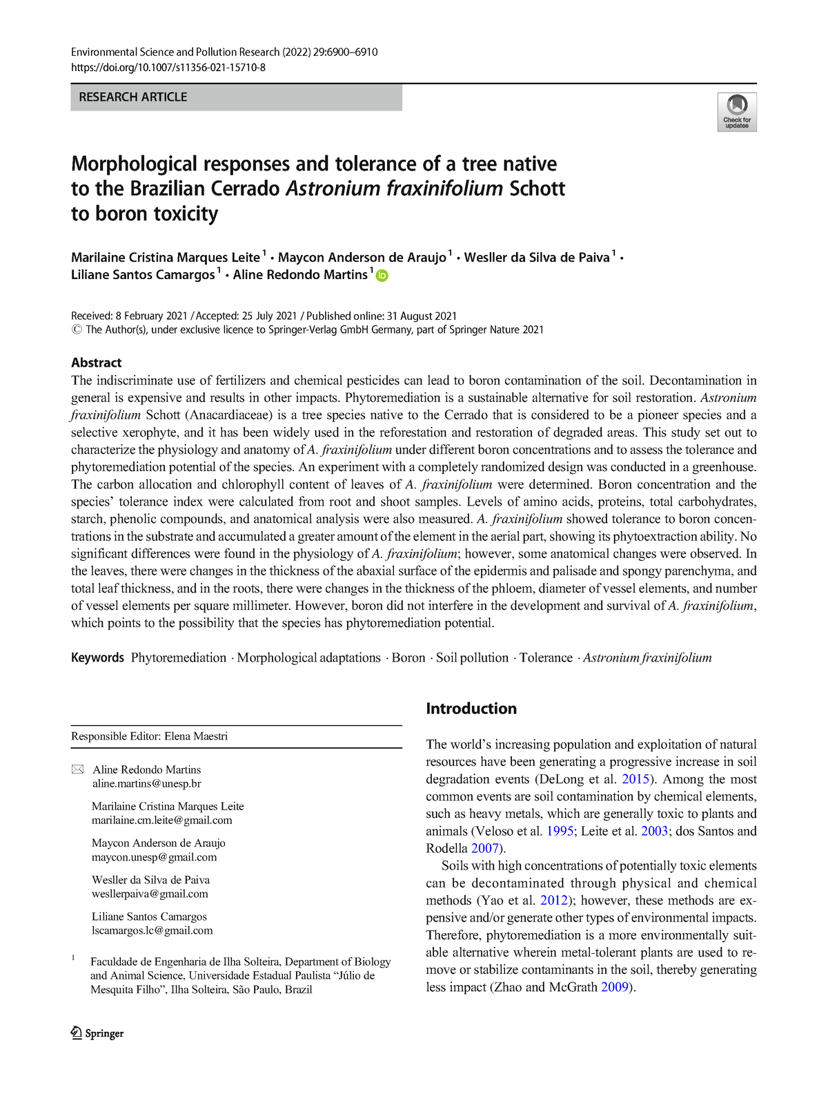 Leite Et Al. 2022 - Artigo - Research Article Morphological Responses 