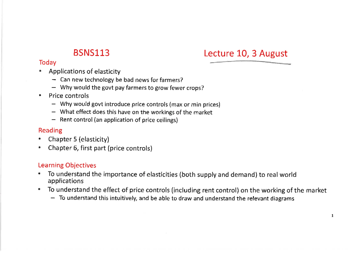 113(23) Lecture 10 (Annotated) - Economic Principles and Policy - Studocu