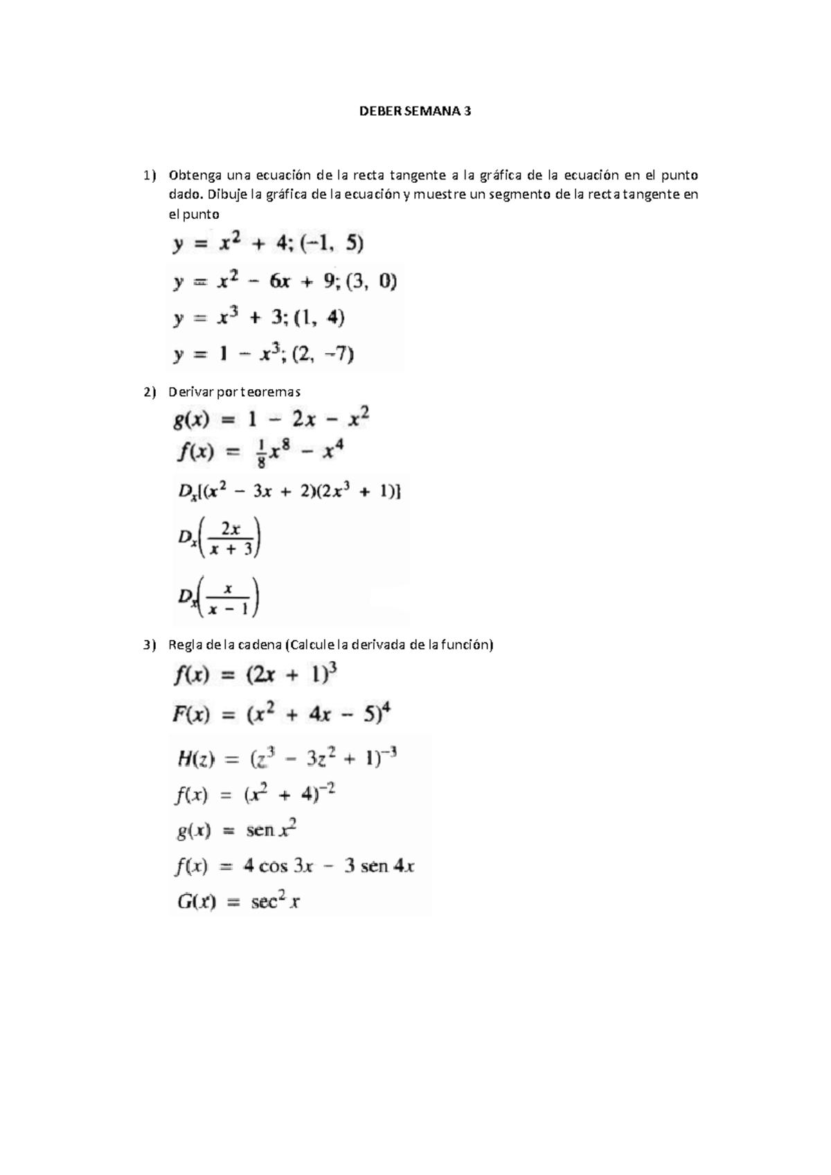 Deber NAC Derivadas 2023-B - DEBER SEMANA 3 Obtenga Una Ecuación De La ...