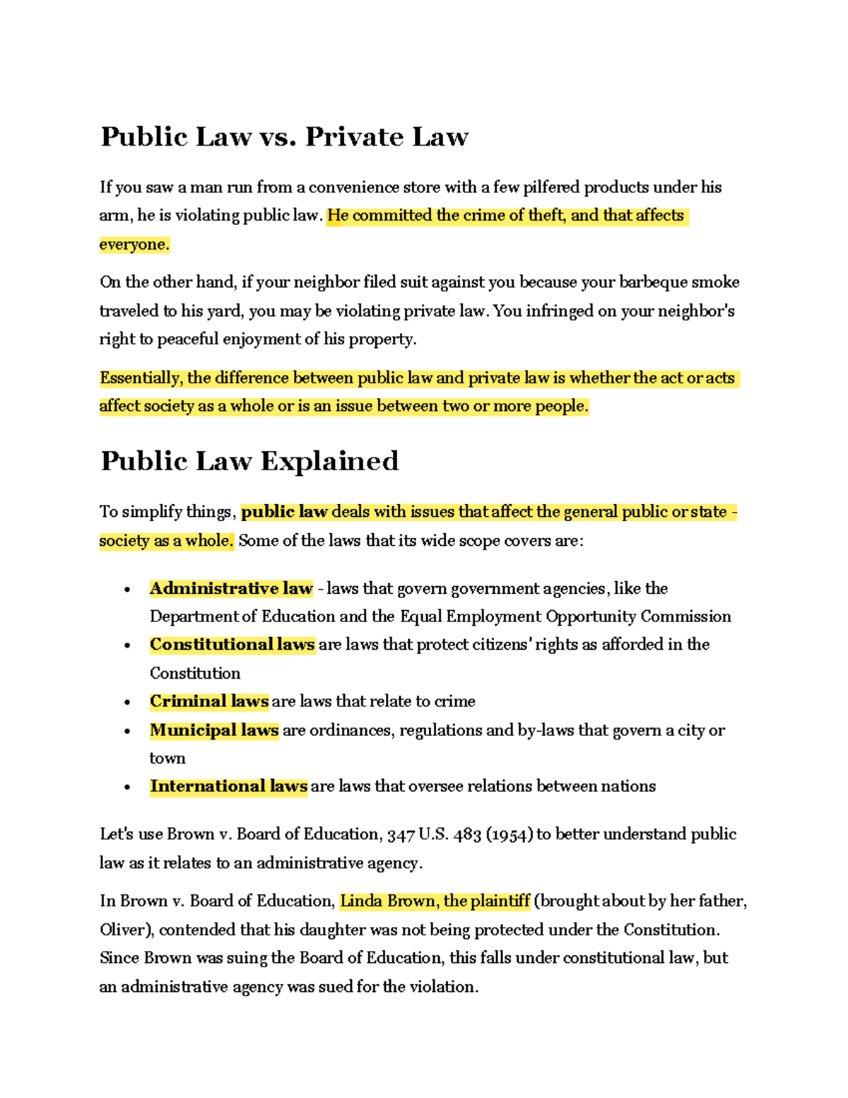 Public Law vs Private Law - Public Law vs. Private Law If you saw a man ...