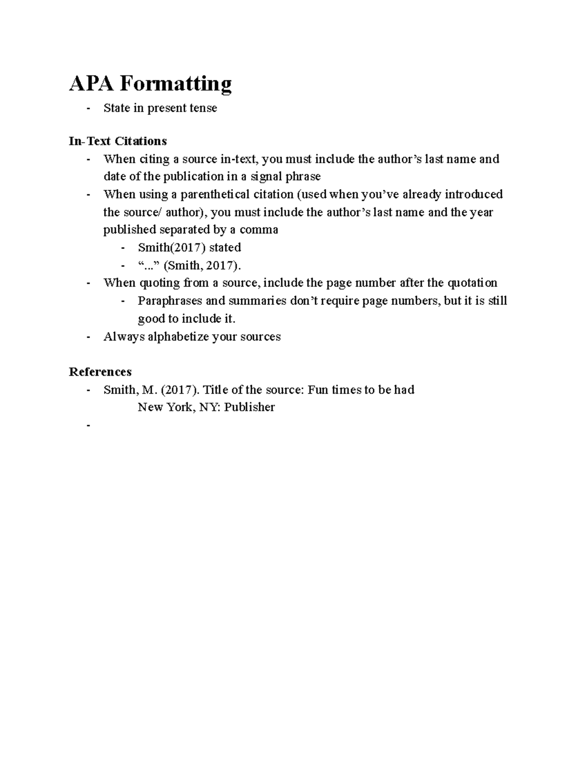 123 APA Formatting - English Notes - APA Formatting State in present ...