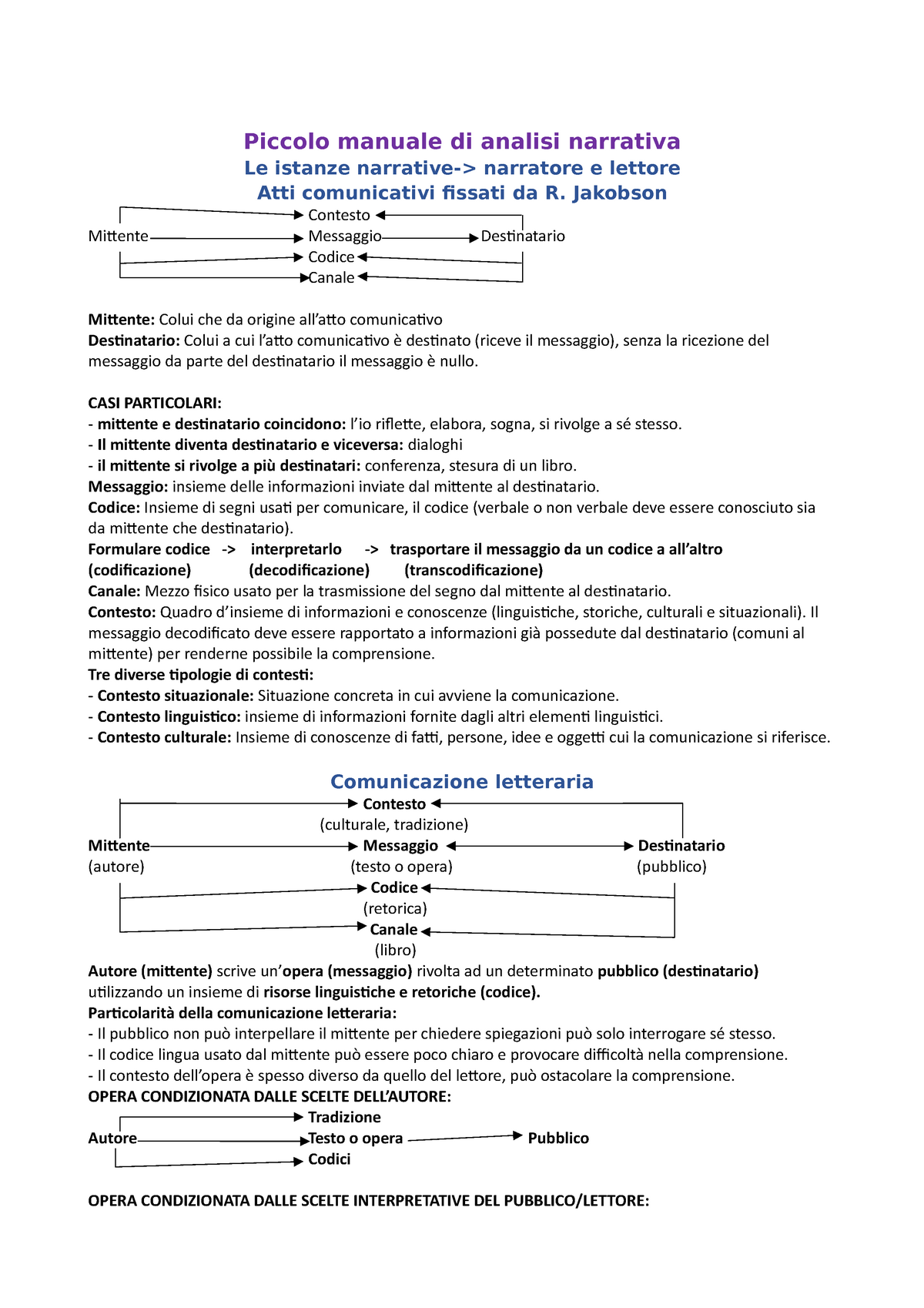 Letteratura tedesca I - Piccolo manuale di analisi narrativa Le istanze  narrative-> narratore e - Studocu