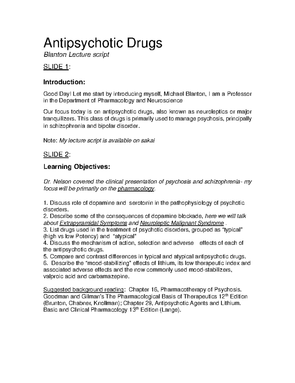 50 Antipsychotic Drugs Notes Blanton - Antipsychotic Drugs Blanton ...