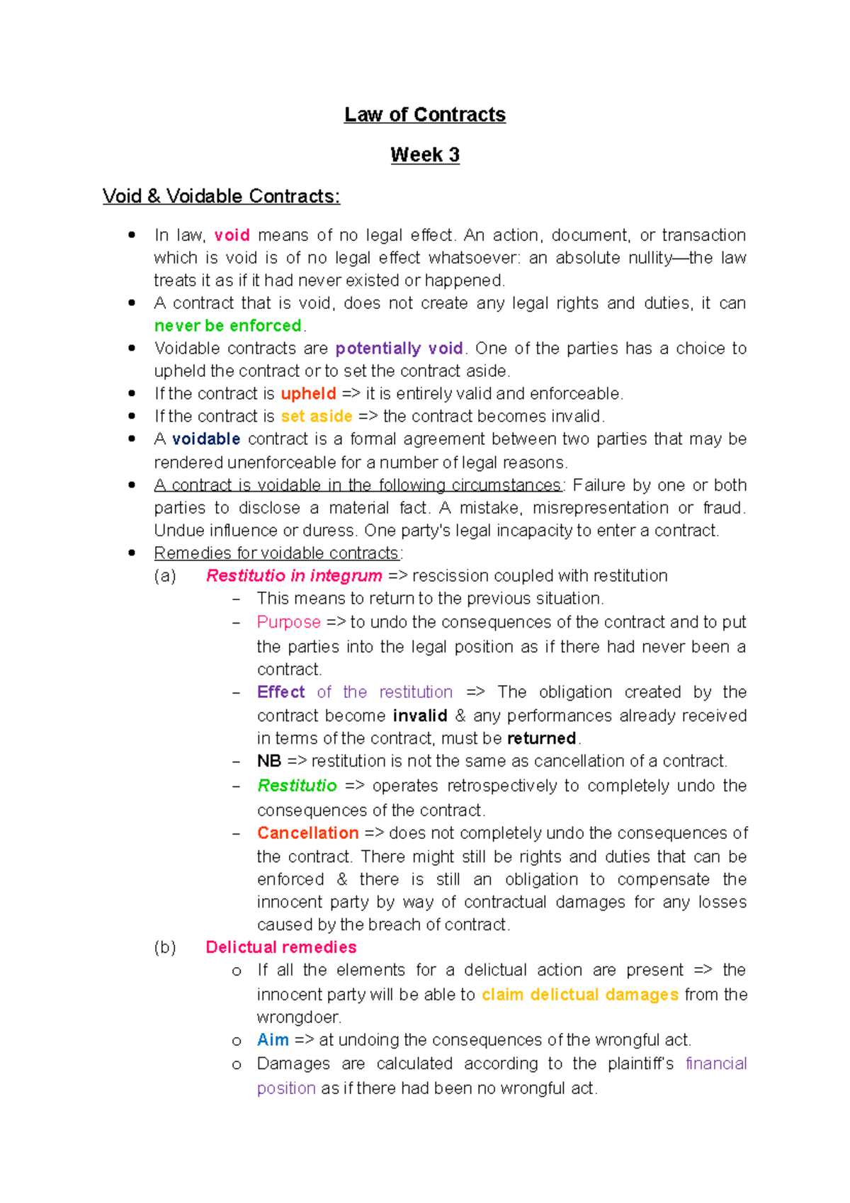 VOID AND VOIDABLE CONTRACTS - Law of Contracts Week 3 Void & Voidable ...