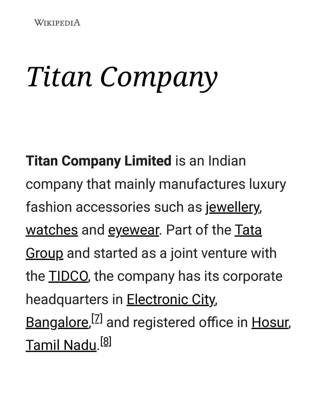 literature review of titan company