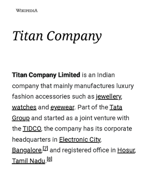 Titan Company Wikipedia Titan Company Titan Company Limited is