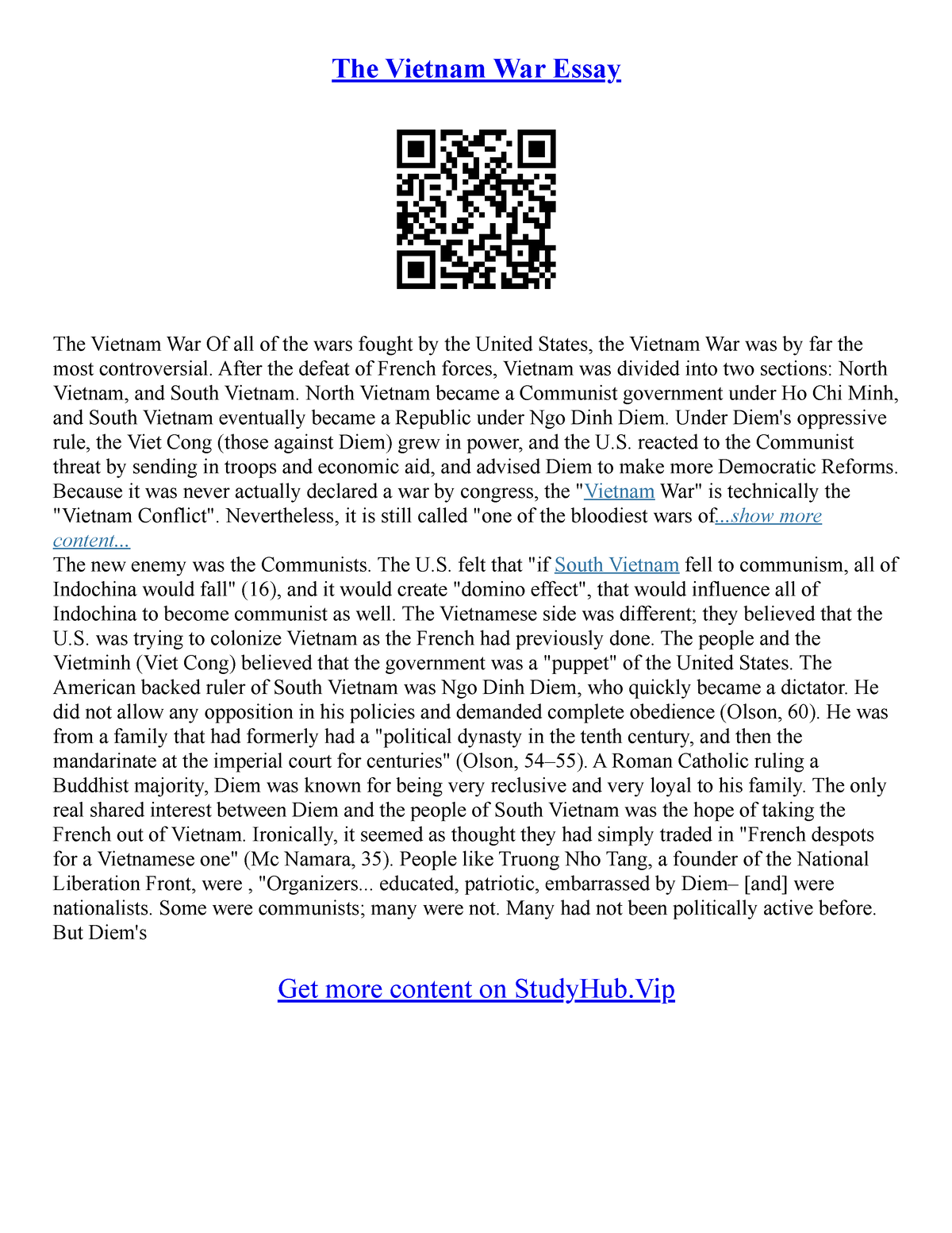 Vietnam War Essay Topics - The Vietnam War Essay The Vietnam War Of all ...