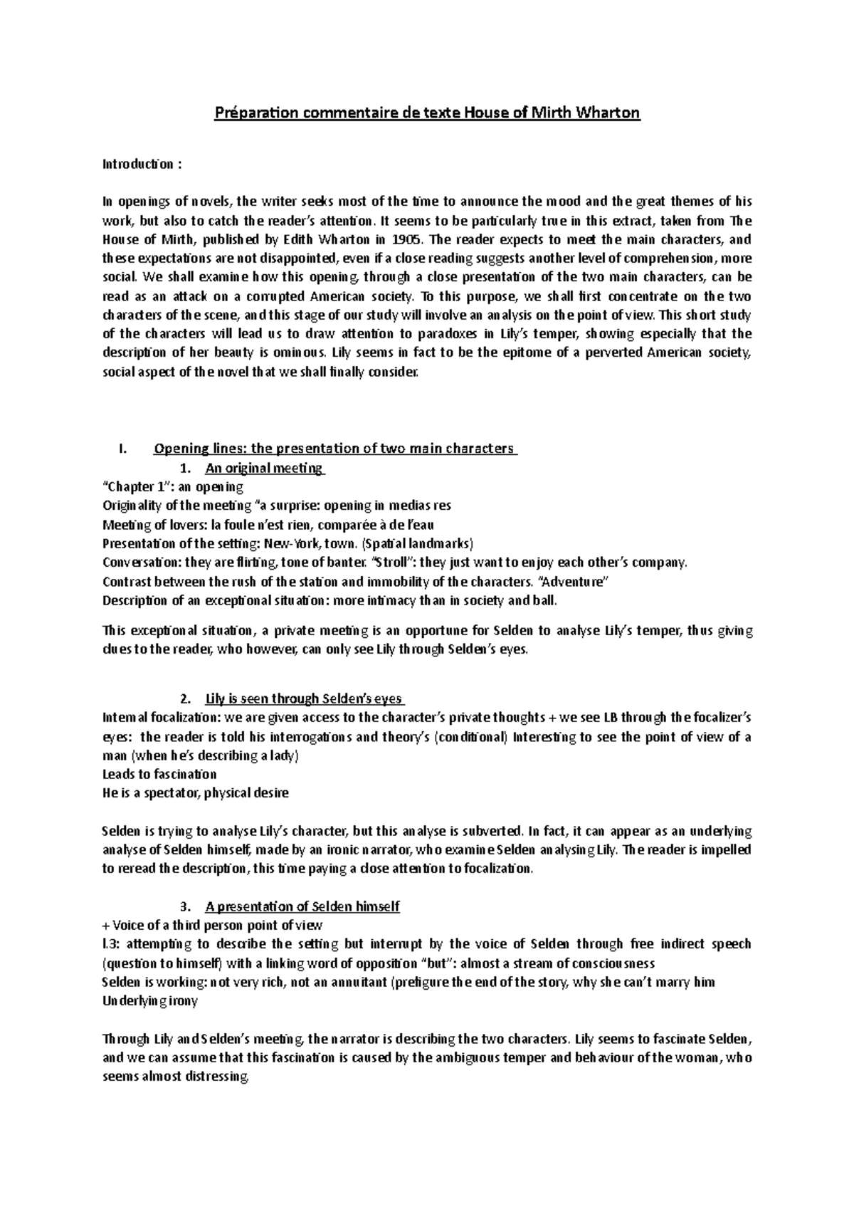 House of Mirth 2 It seems to be particularly true in this extract