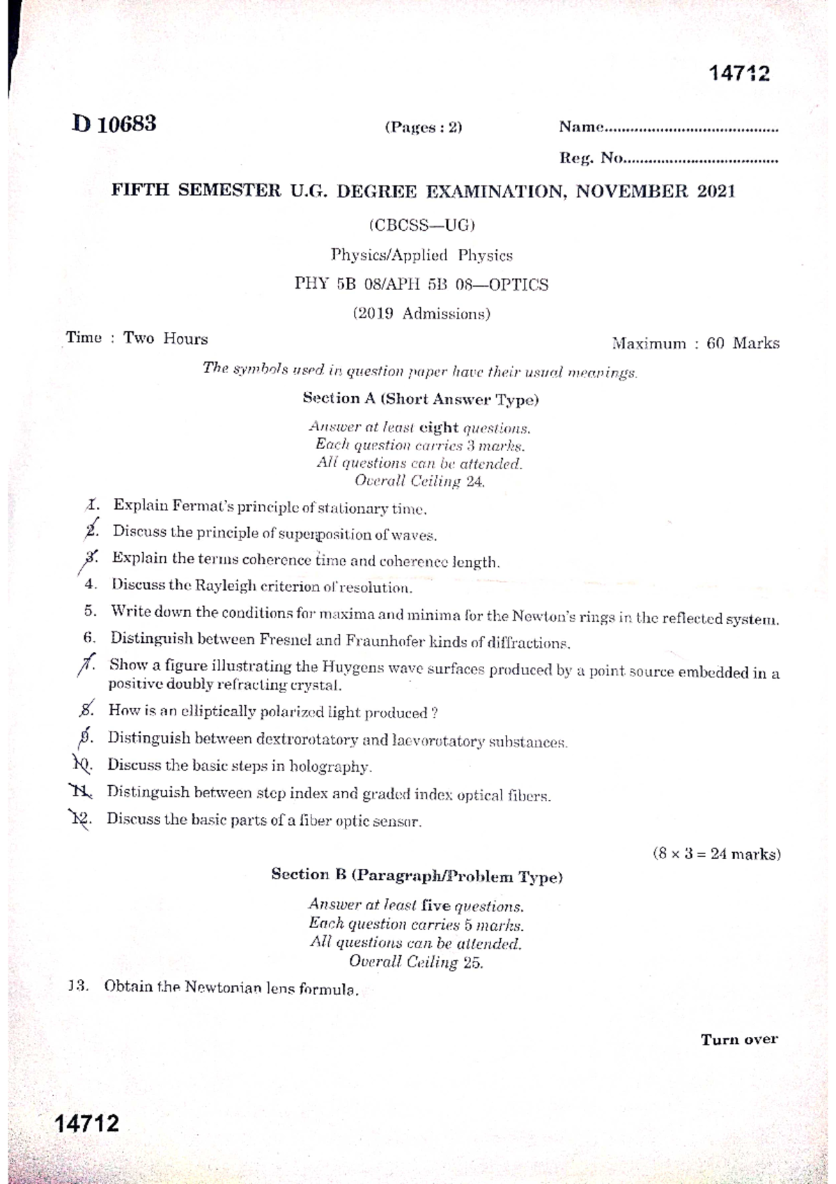 5th semester optics question paper Modern Physics Studocu