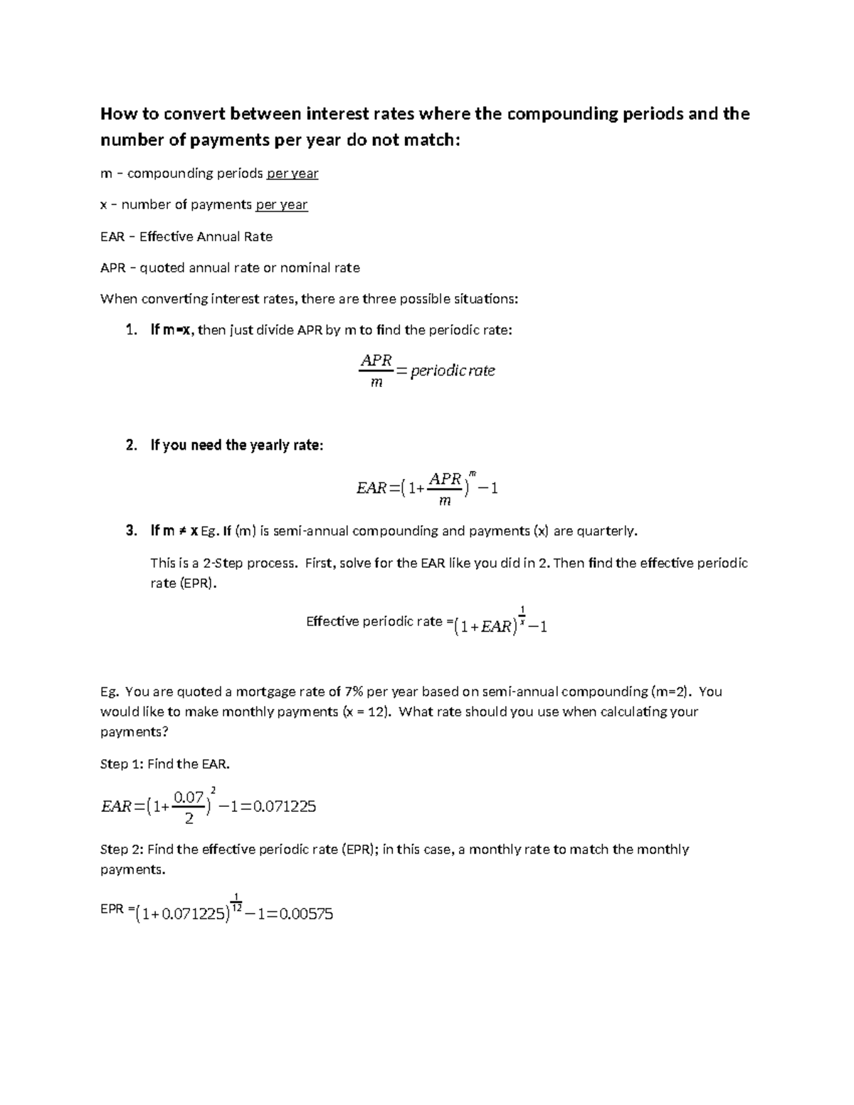 Interest Rate Conversion - How to convert between interest rates where ...