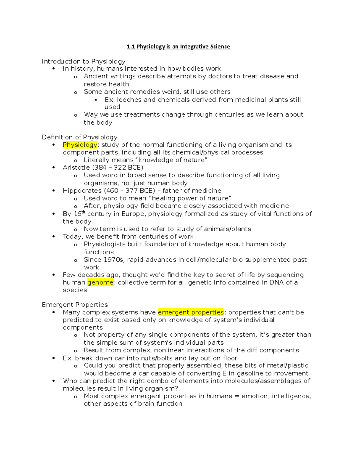 Human Phys Chapter 1 - 1 Physiology Is An Integrative Science ...