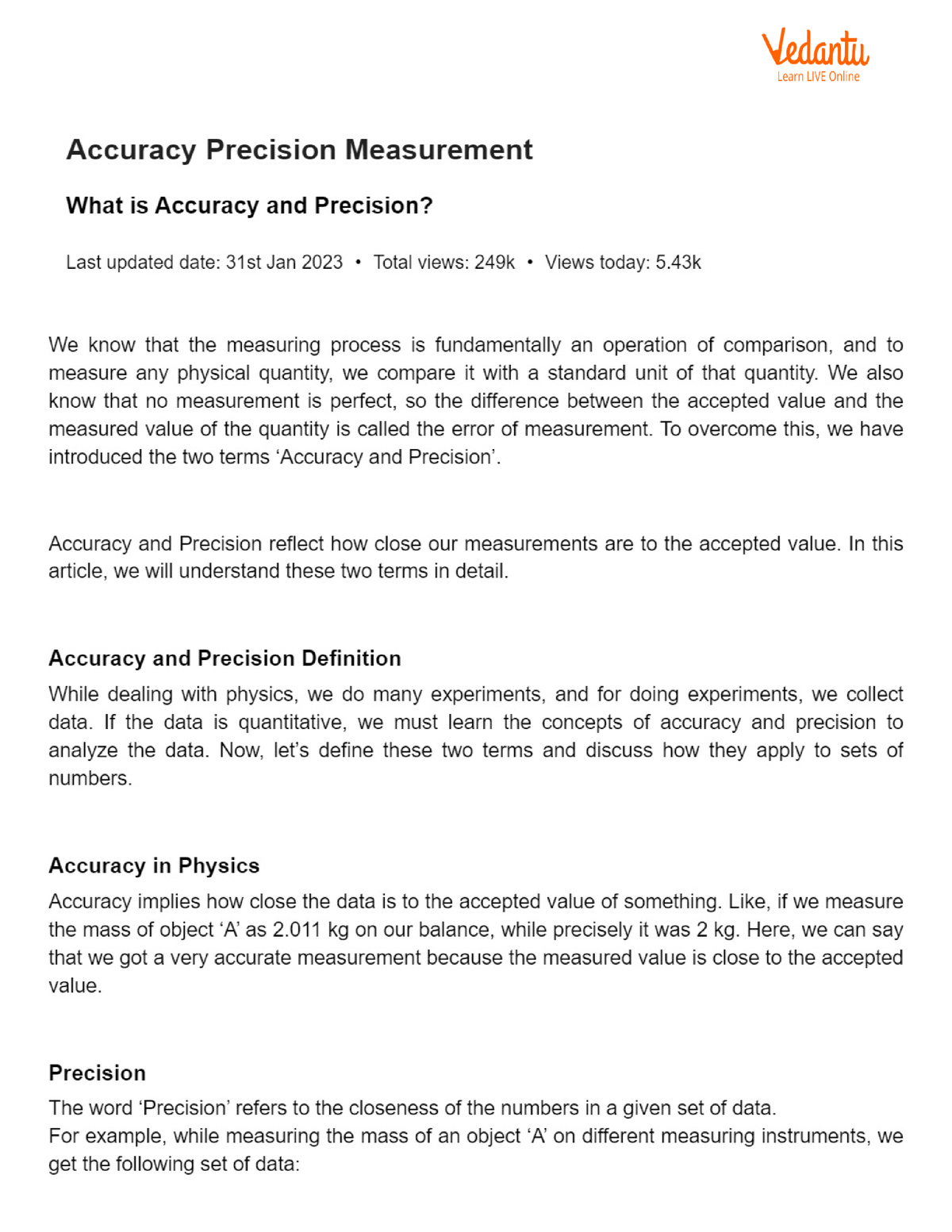 Accuracy Precision Measurement - B.tech CSE - Studocu