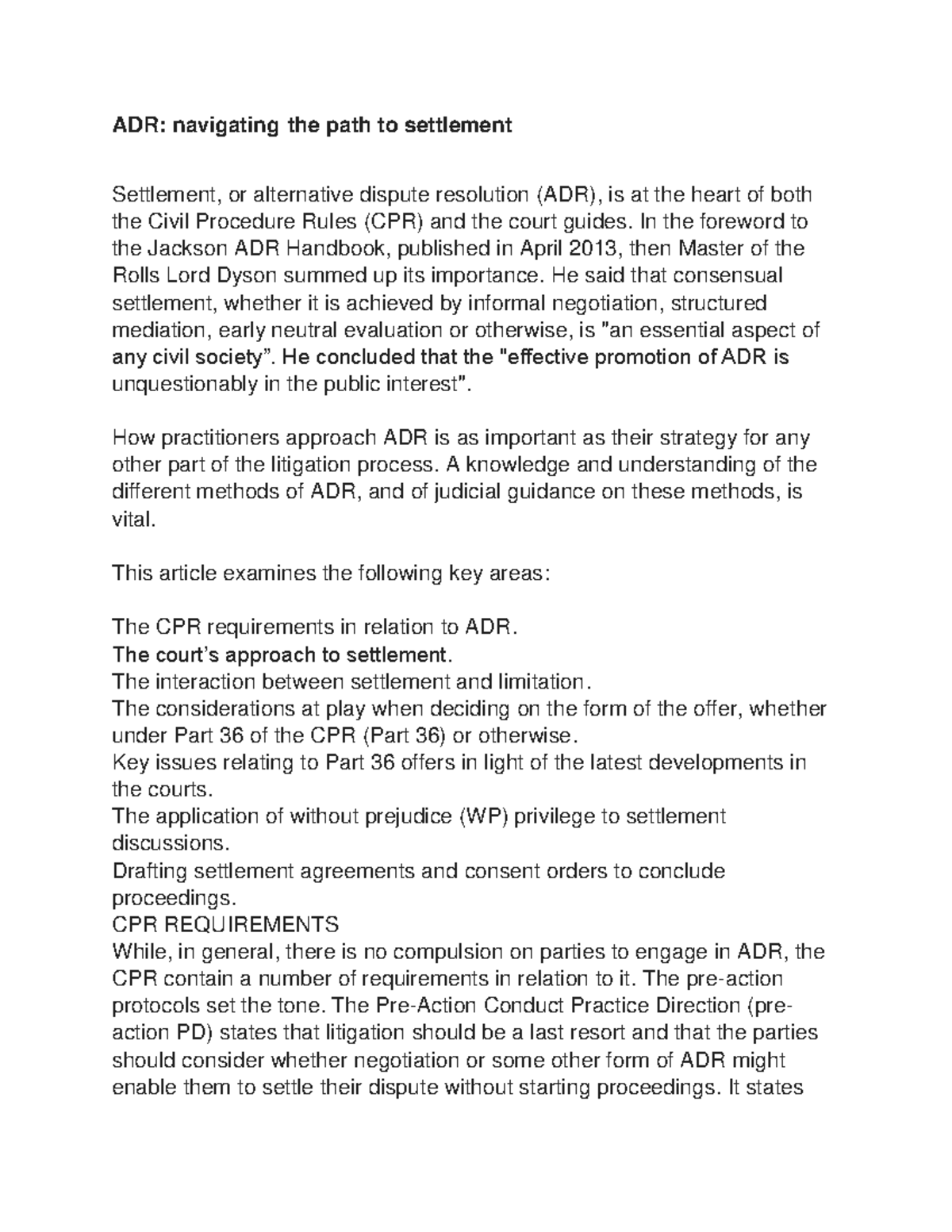 ADR,Settlement - Family Law Notes - ADR: navigating the path to ...